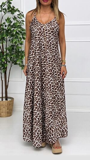 Vestido Satinado Leopardo