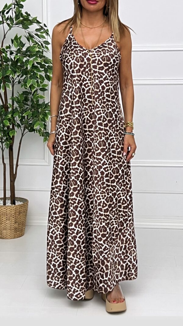 Vestido Satinado Leopardo
