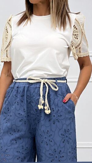 Camiseta Manga Crochet