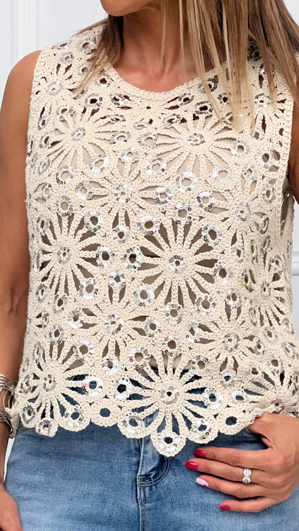 Blusa Crochet Lentejuelas - Imagen 3
