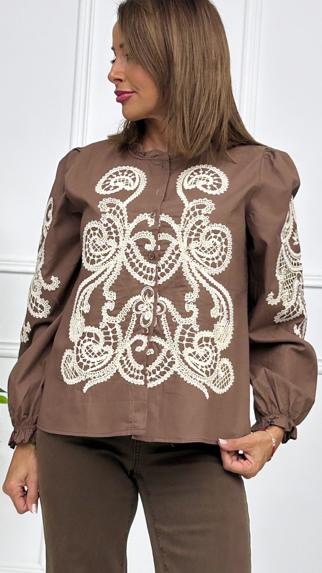 Camisa Cuello Mao Carolina