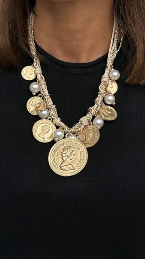 Collar Monedas Cordón