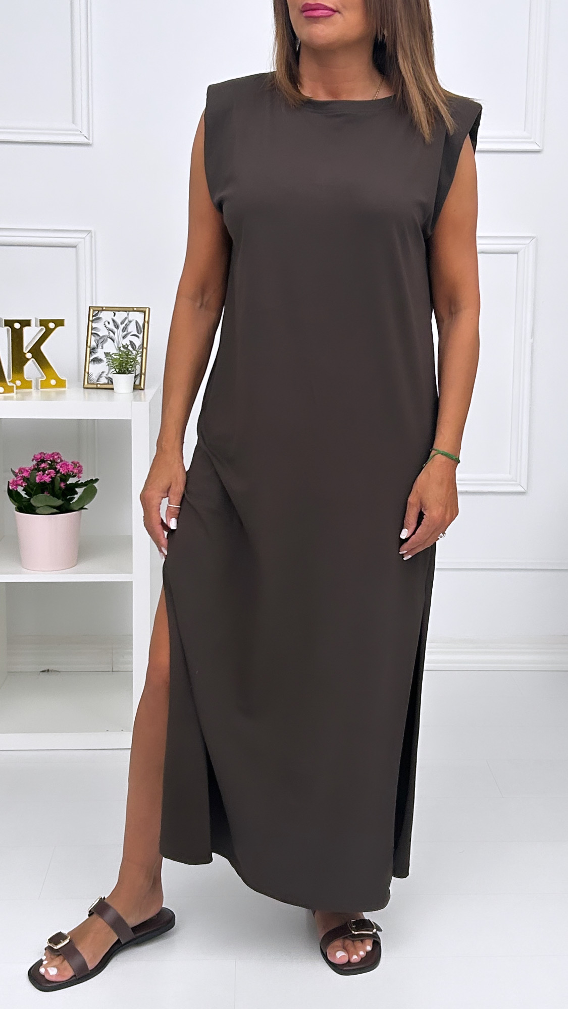 Vestido Hombreras Liso